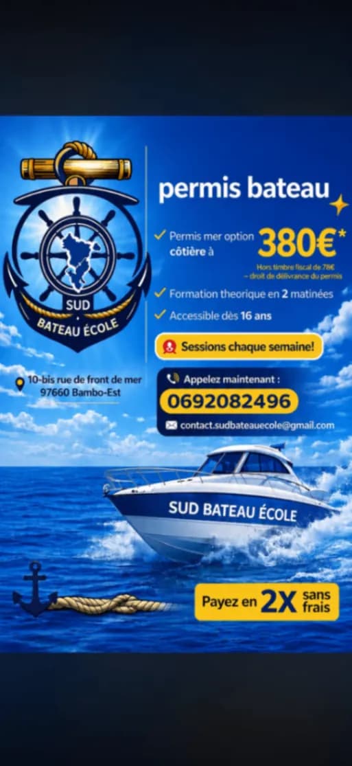 Photo de l'annonce : Permis bateau — Mamoudzou (Autres)